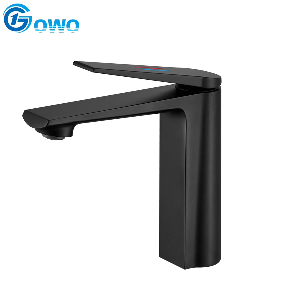 Hot And Cold Water Brass Material Heavy Matt Black Color Lavatory Mixer Faucet