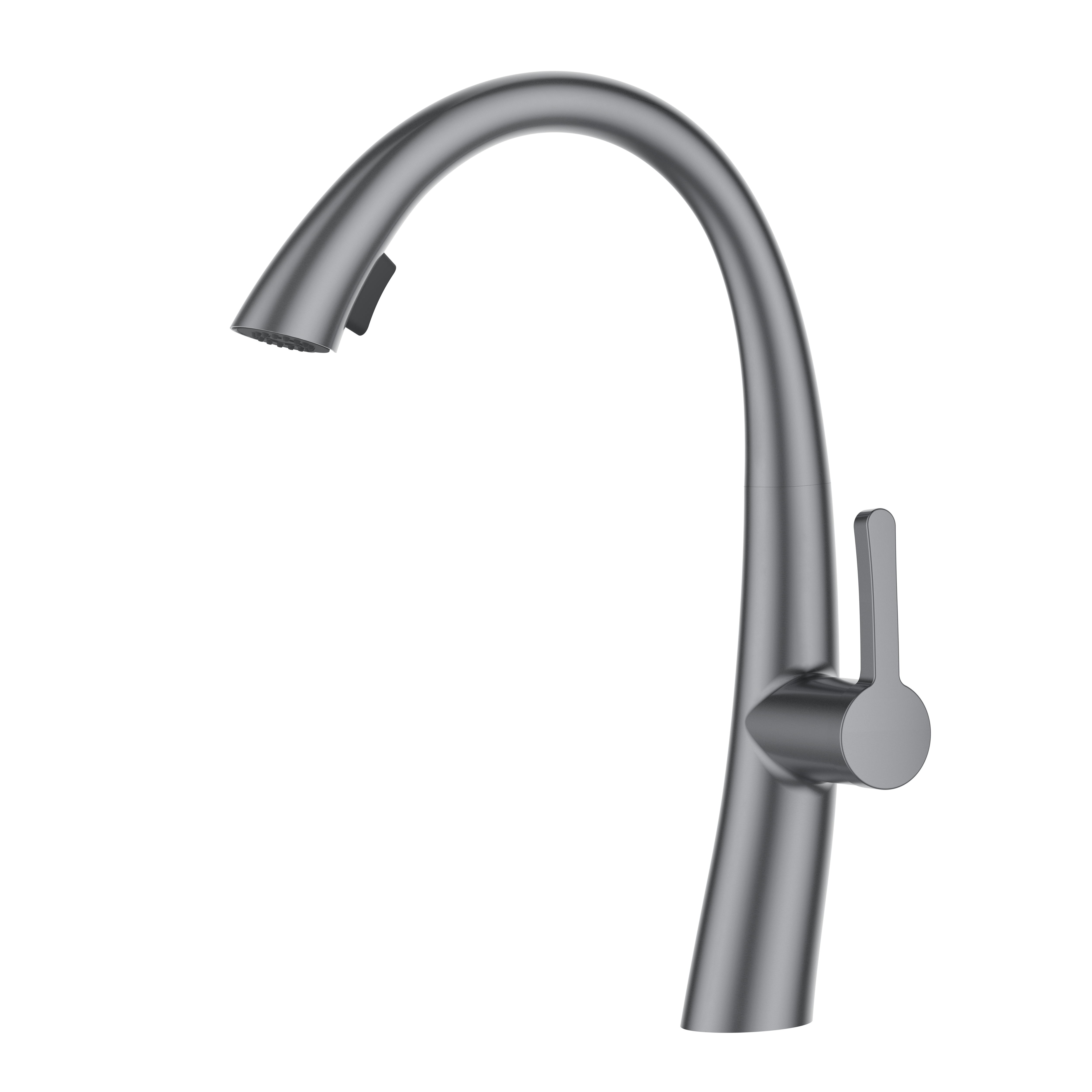 Long Neck Swan Pearl Gray Kitchen Faucet Modern Style 