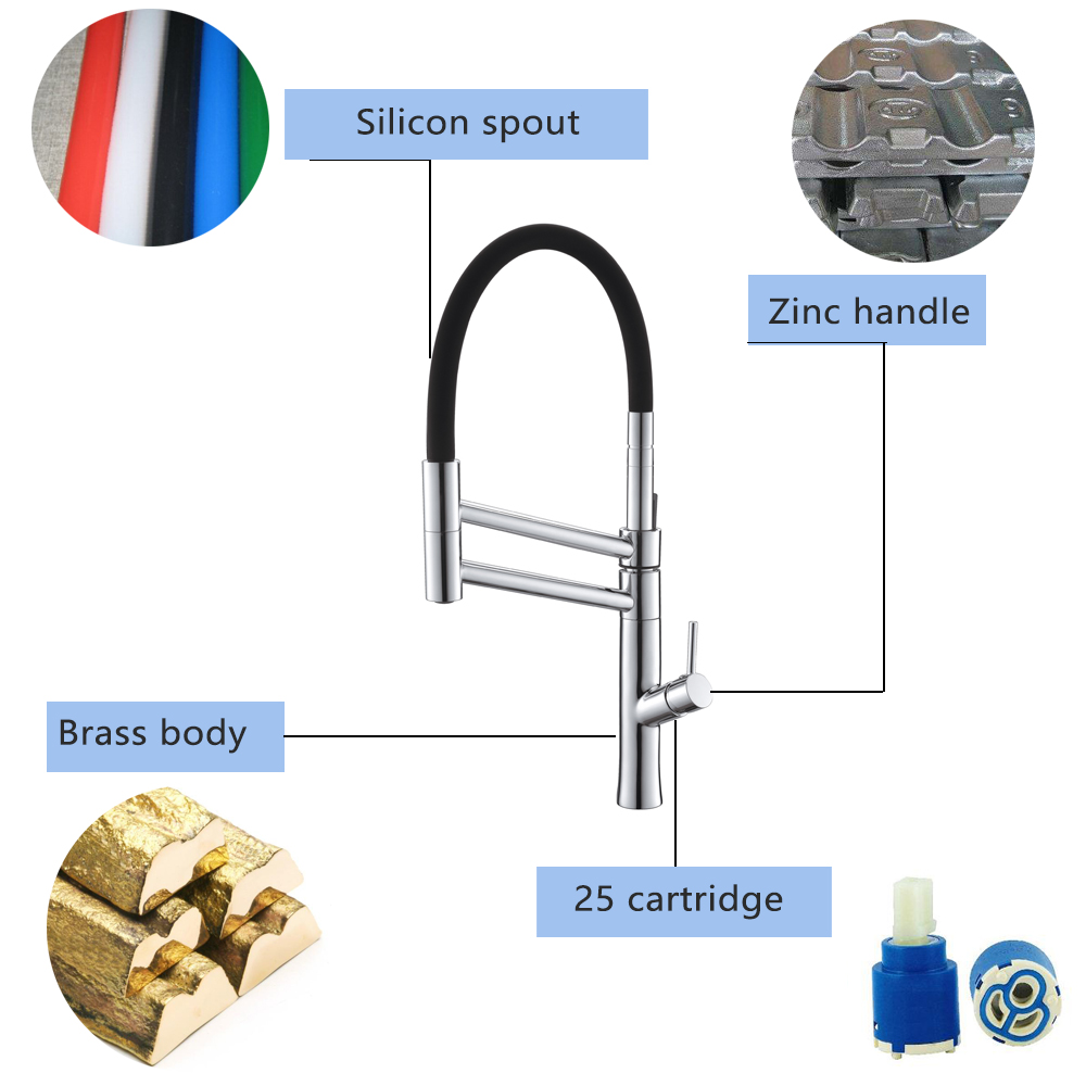 Big Size New Style Two Function Silicon Spout Flexible Kitchen Cabinet Faucet