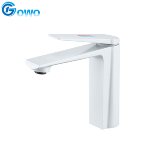 White Color Printing Brass Lavatory Good Quality Simple Style Bathroom Faucet