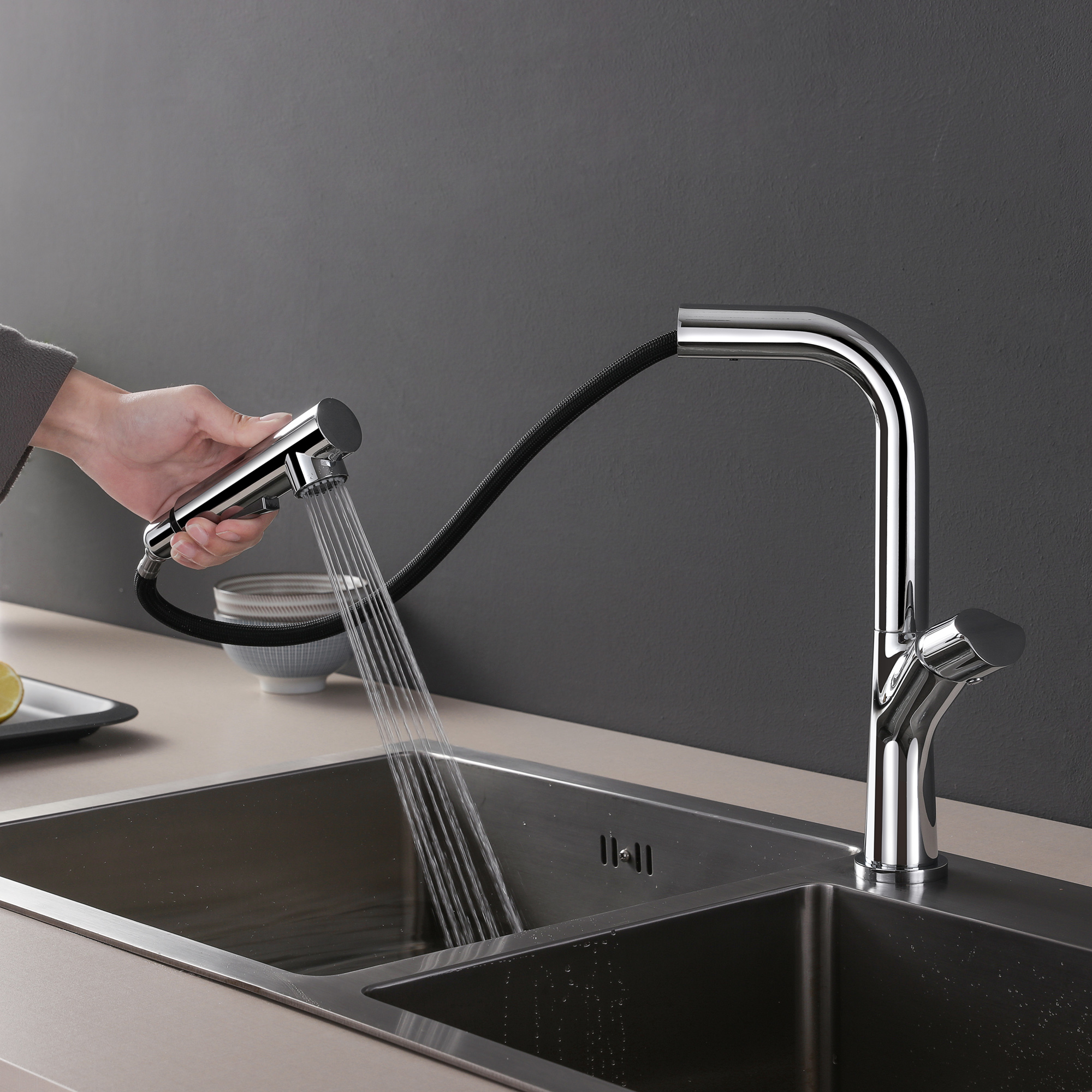 Europe Modern Brass Small Economic Pull Out Faucet for Washing Sink