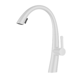 Long Neck Swan White Kitchen Faucet Modern Style 
