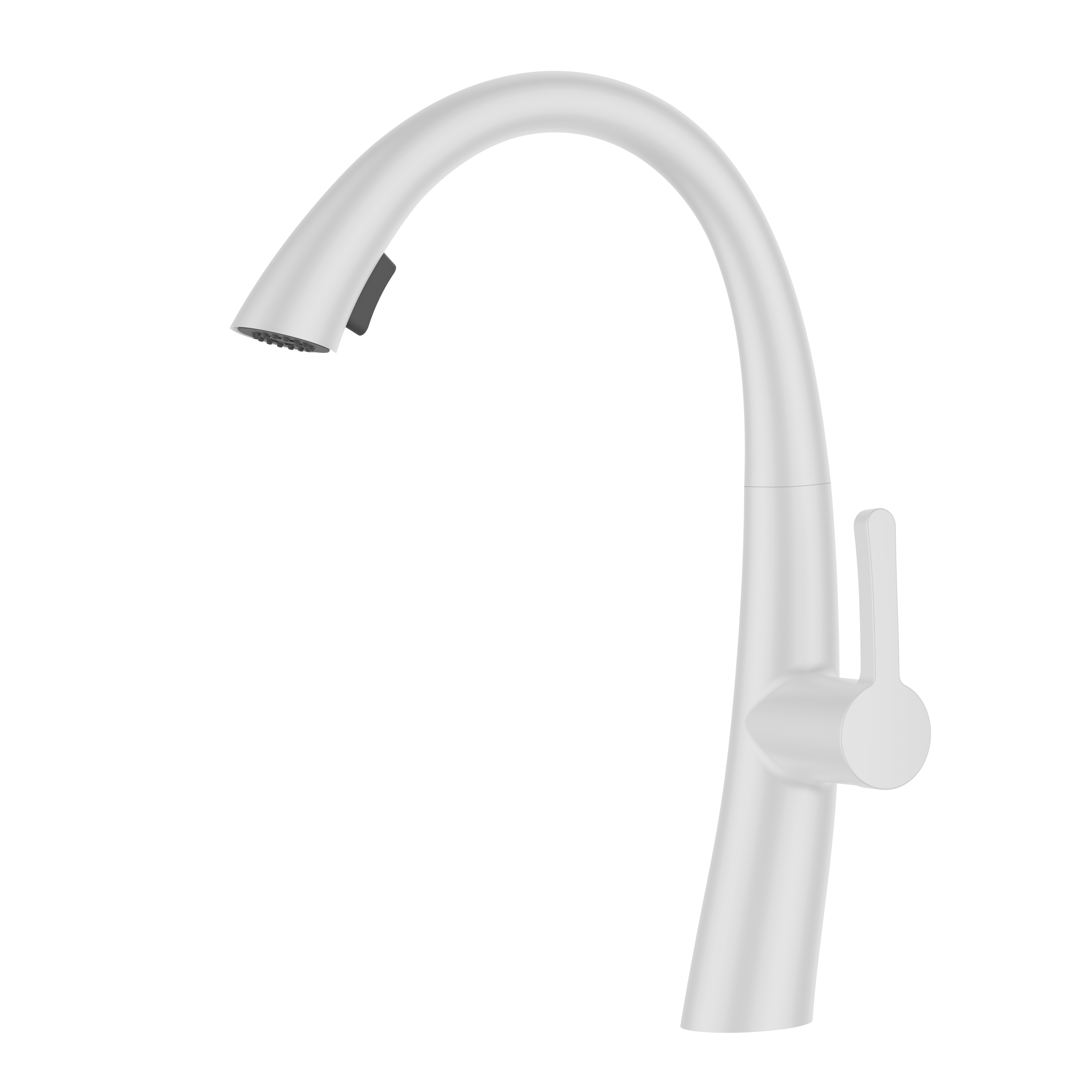 Long Neck Swan White Kitchen Faucet Modern Style 