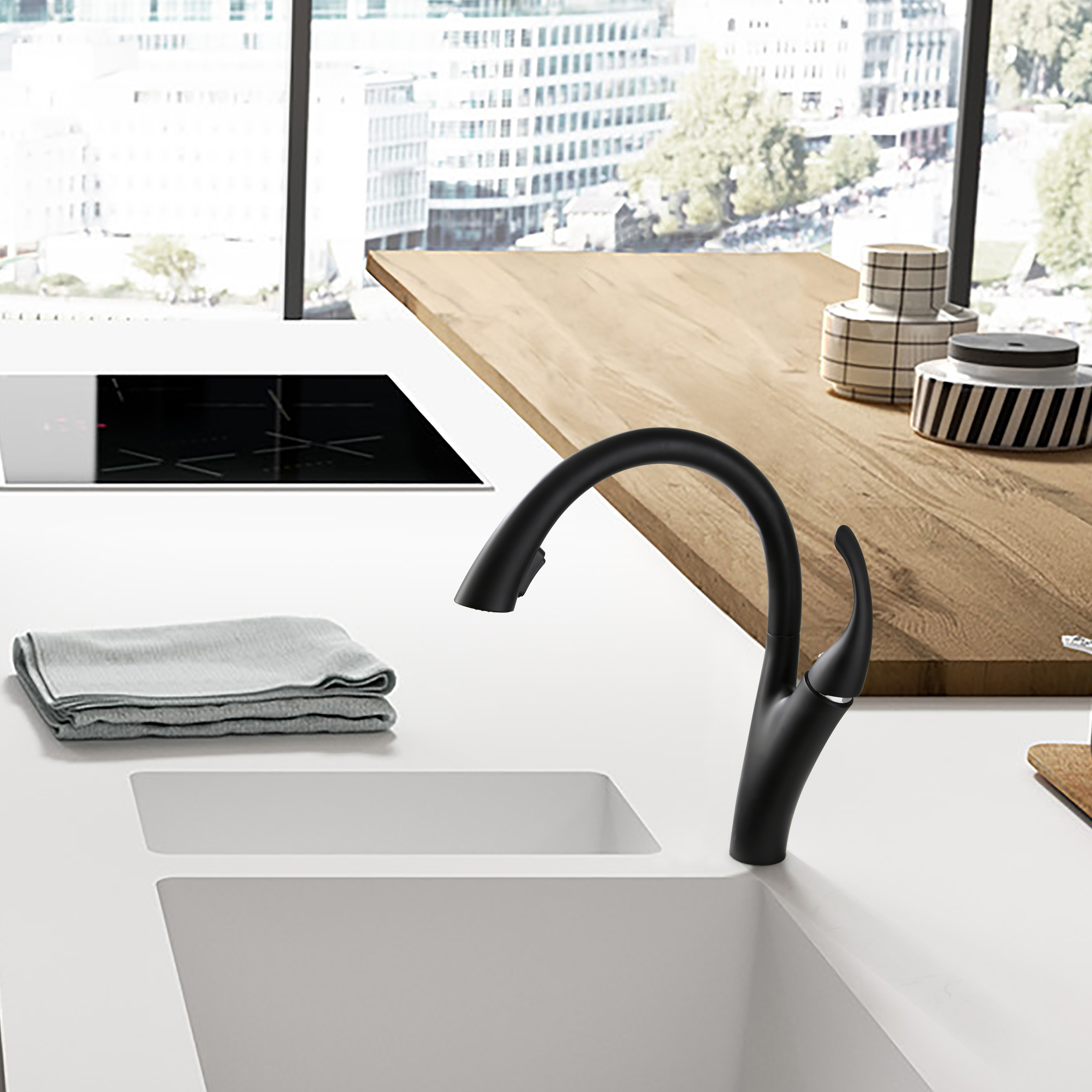 Gowo Brass 360 Faucet Black Kitchen Tap With High Quality
