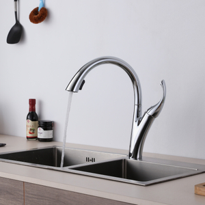 Single Lever Brushed Nickel Pull Out Kitchen Faucet