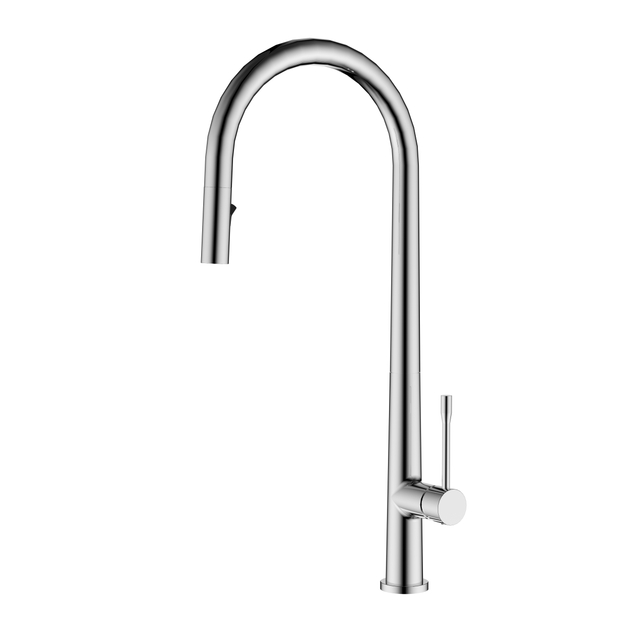Hợp kim kẽm chải nước n&oacute;ng lạnh Th&acirc;n mỏng k&eacute;o ra v&ograve;i bếp m&agrave;u Chrome GH-6026-C