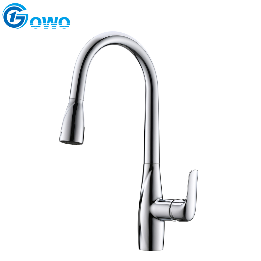 New Design Zinc Alloy Body Stainless Steel Spout Long Neck Pull Out Kitchen Faucet