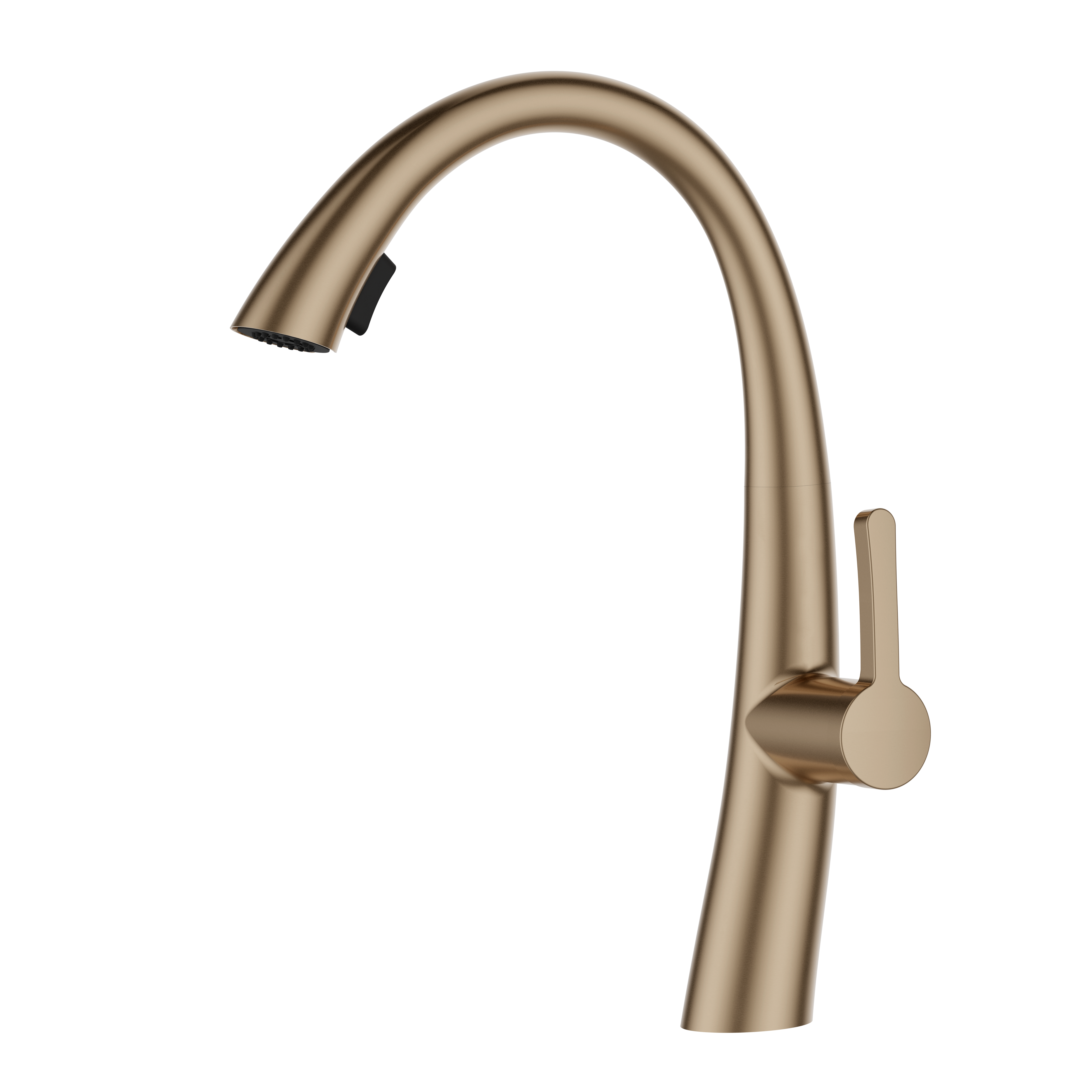 Rose Gold Swan Long Neck Kitchen Faucet Modern Style 