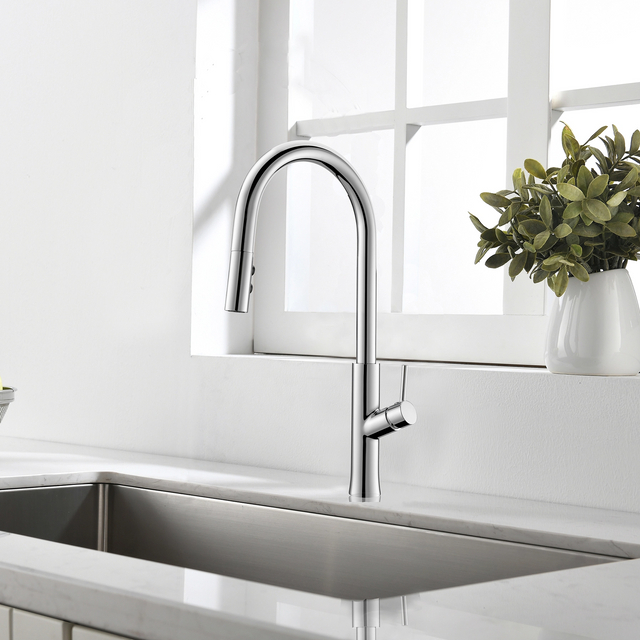 V&ograve;i bếp k&eacute;o bằng đồng thau Chrome | GOWO 6027-C