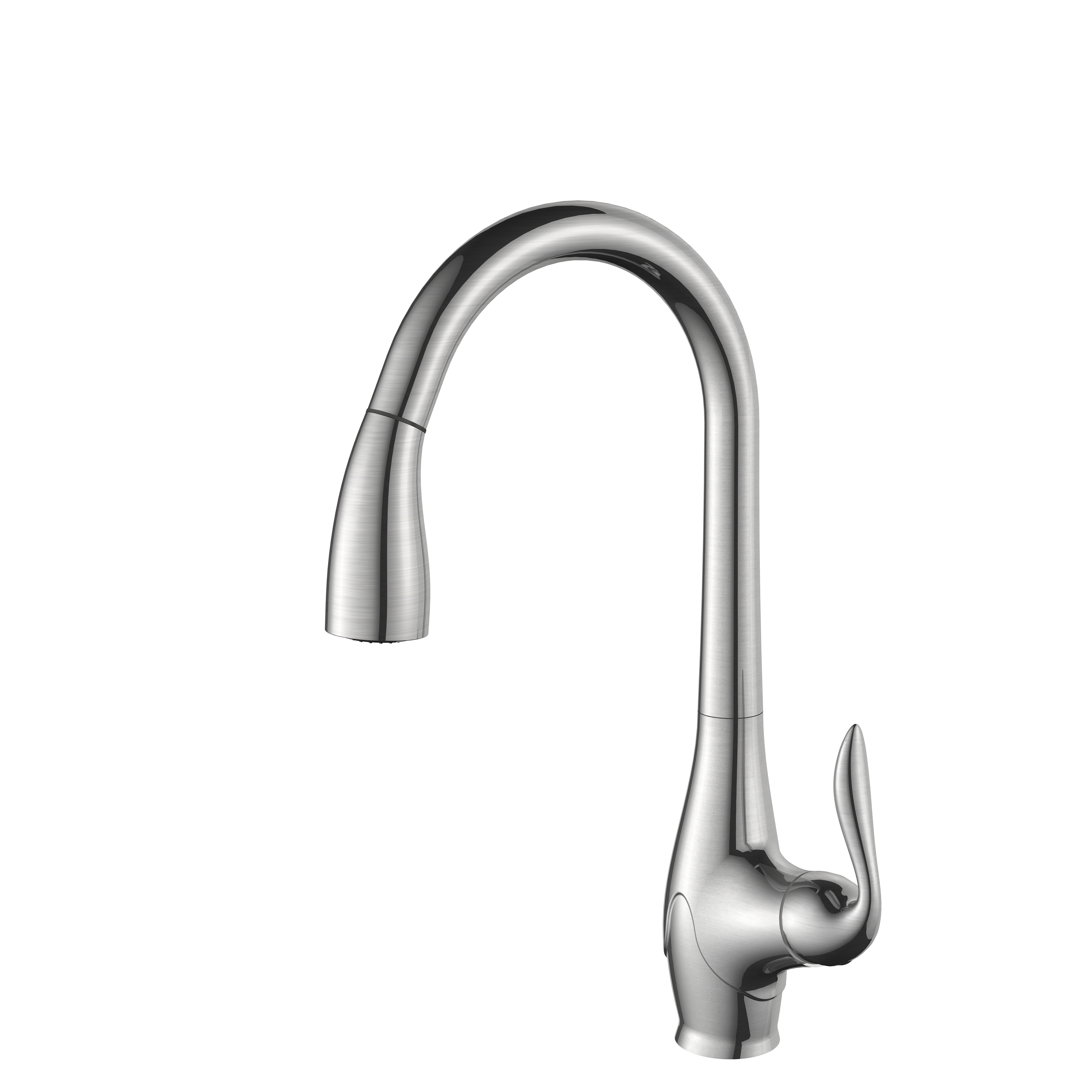 Brushed Nickel Brass Material Pull Down Kitchen Faucet 