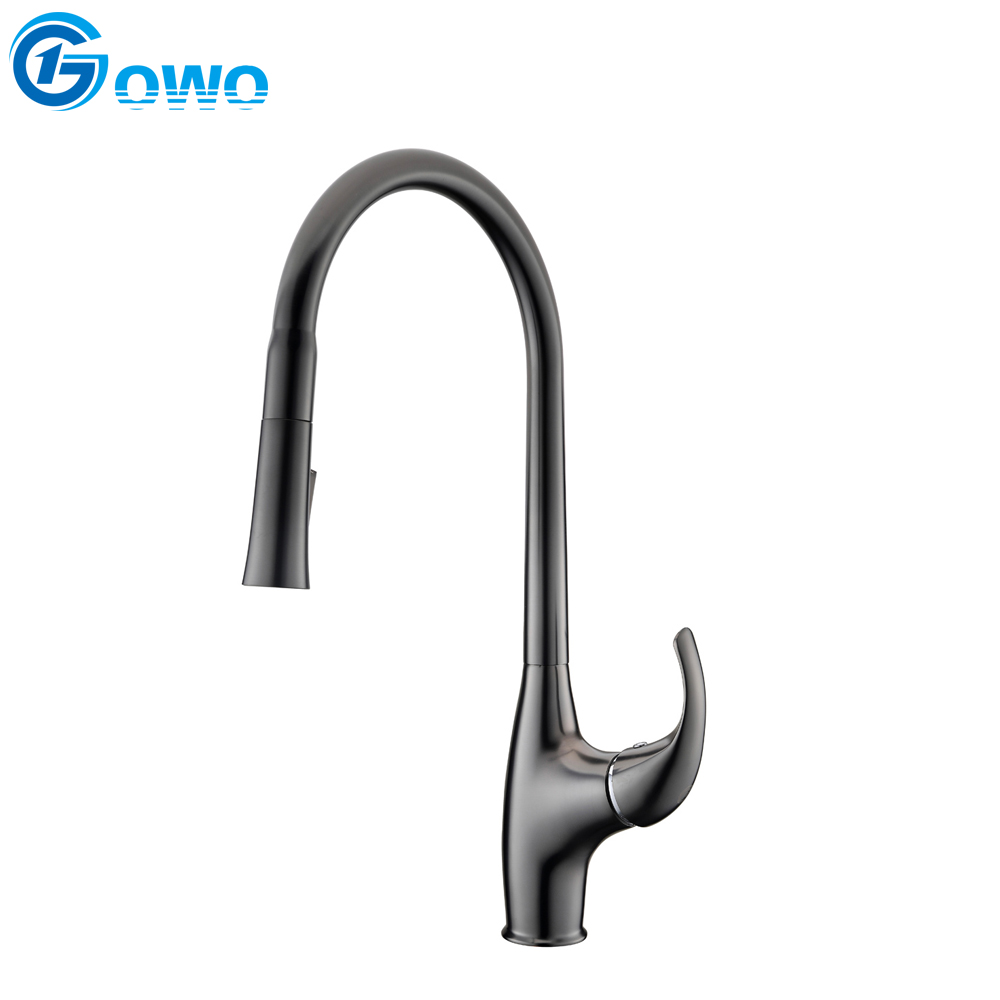 Hot And Cold Single Handle Gun Gray pull down Kitchen Faucet