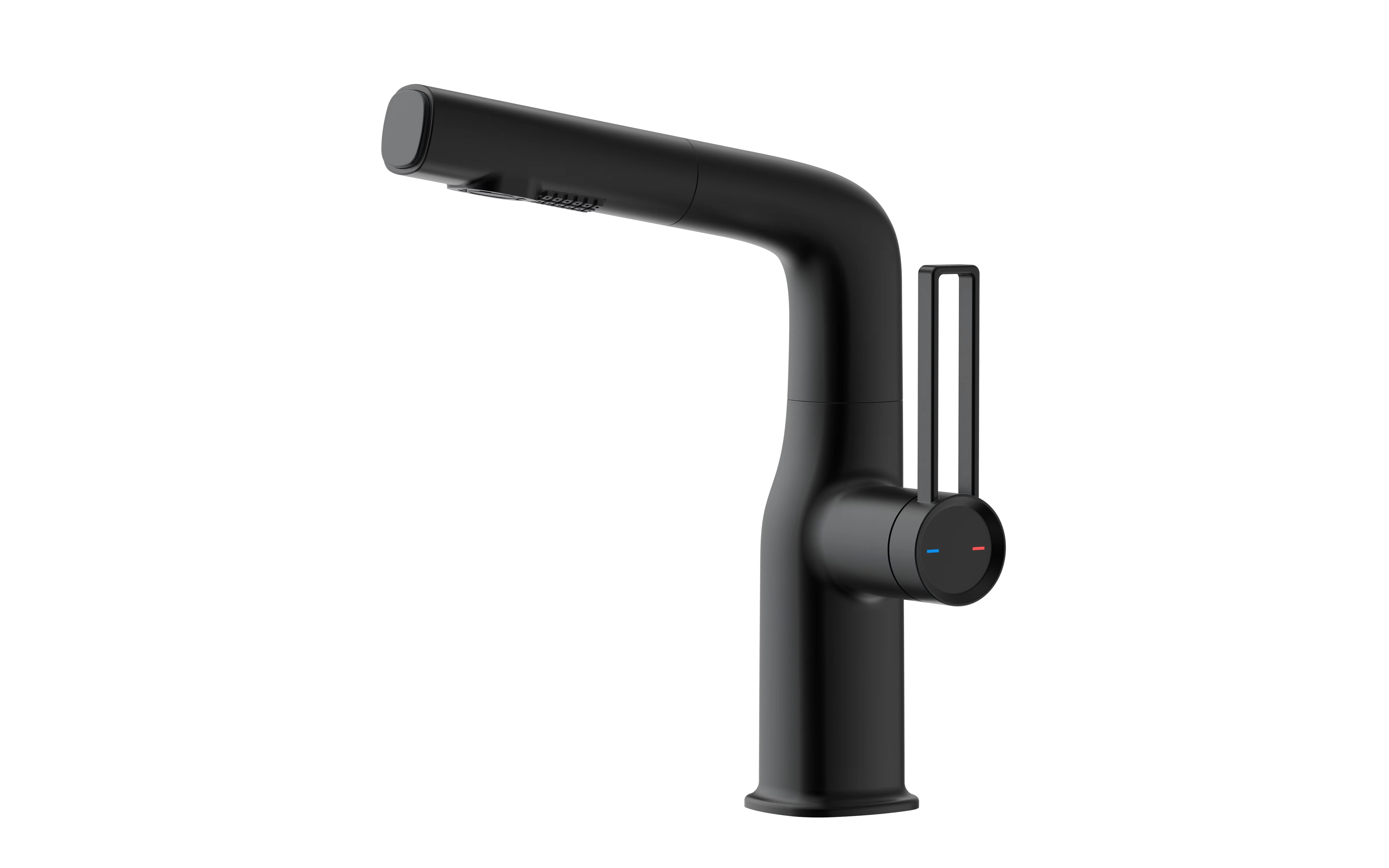 Professional Black Brass Basin Faucet Long Neck 
