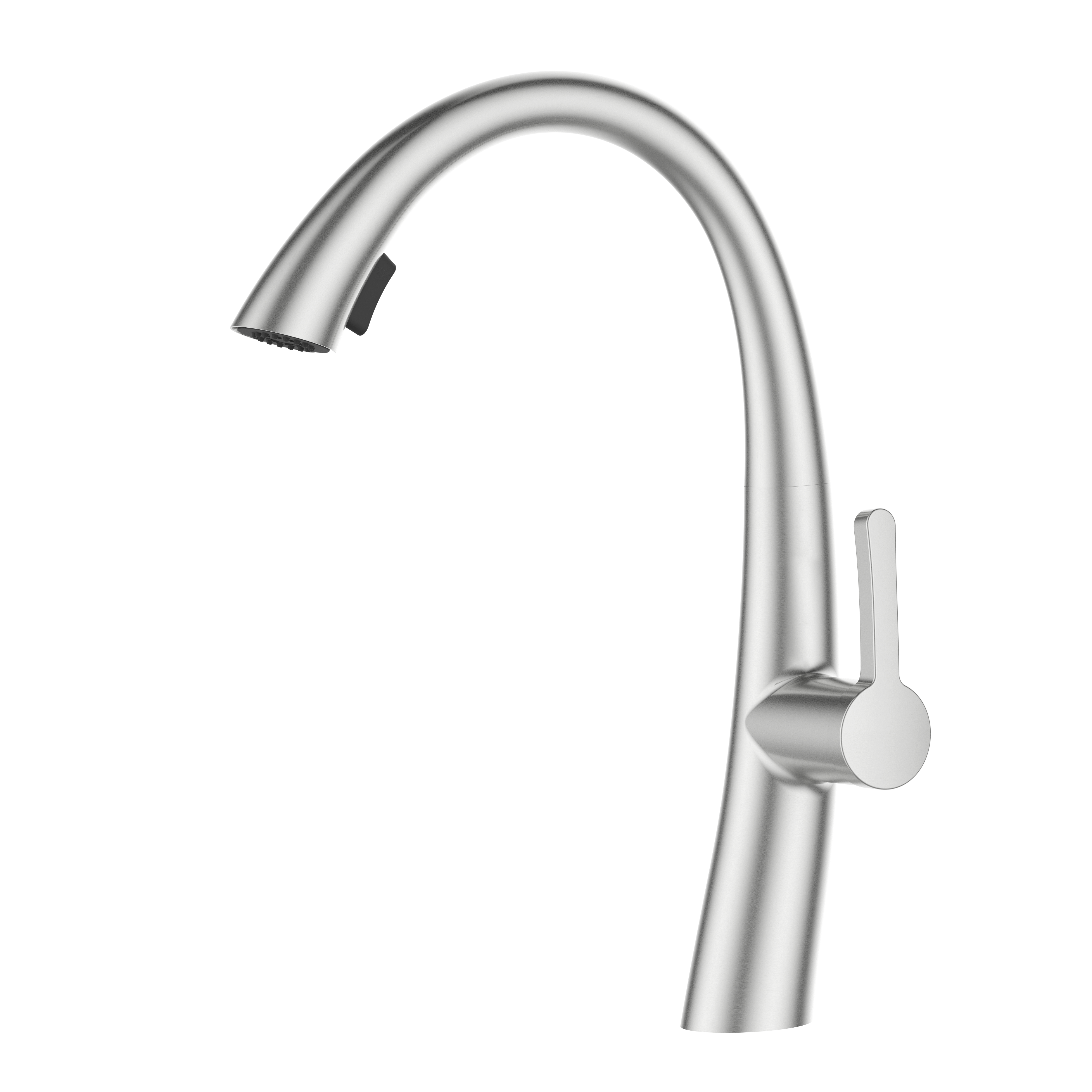 Brushed Nickel Kitchen Faucet Long Neck Swan Modern Style
